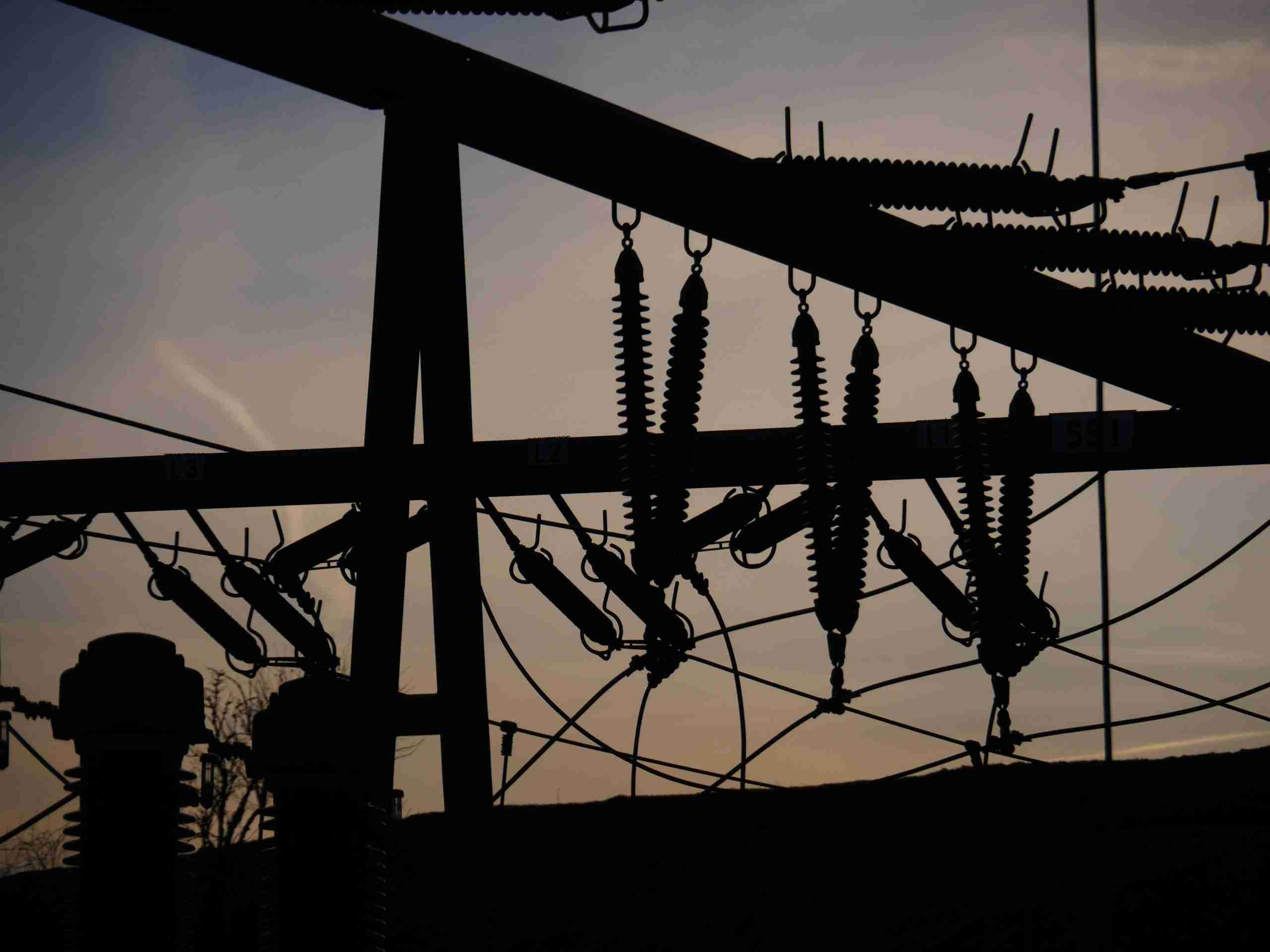 electric power grid in silhouette
