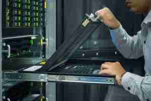 man reviewing technology