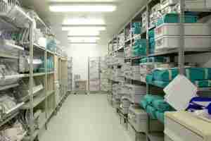 hospital indoor storage room full of supplies - concept for asset management in healthcare
