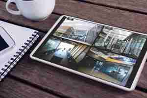 tablet featuring remote monitoring of a business