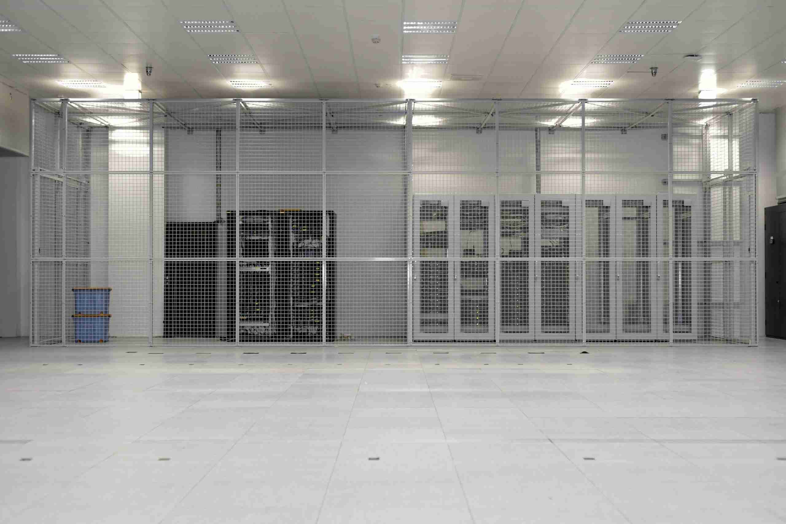 high-value storage cage in industrial server room