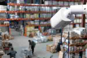 security camera in warehouse manufacturing facility complex